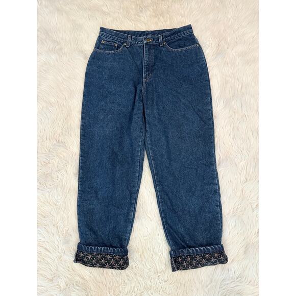 L.L. Bean Vintage Flannel Lined Jeans Relaxed Fit 90's Straight Leg Blue - Picture 1 of 9